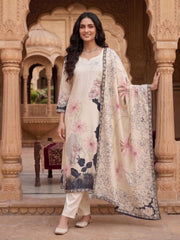 Women Floral Printed Regular Kurta with Trousers & With Dupatta