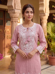 White Romance Embroidered Tunic with Palazzos