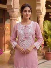 White Romance Embroidered Tunic with Palazzos