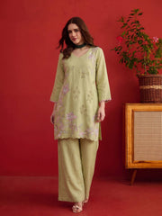 Embroidered Top with Palazzos