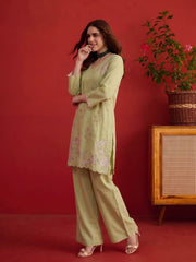 Embroidered Top with Palazzos