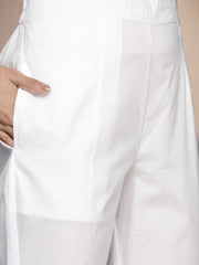 Women Floral Printed Regular Thread Work Pure Cotton Kurta with Trousers