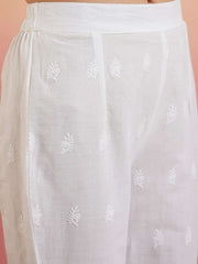 Women Printed Regular Thread Work Linen Kurta with Trousers