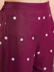 Embroidered V-Neck Tunic With Trousers Co-Ords