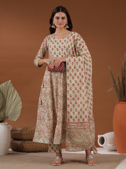 Women Floral Printed Regular Mirror Work Kurta with Trousers & With Dupatta