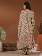 Women Floral Printed Regular Mirror Work Kurta with Trousers & With Dupatta