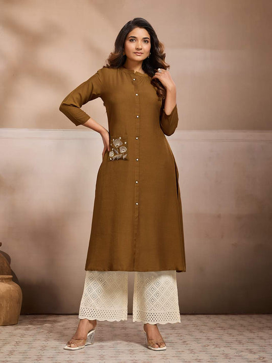 Women Floral Embroidered Thread Work Floral Kurta