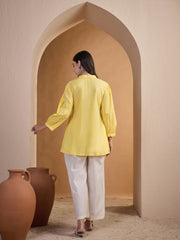 Ethnic Motifs Embroidered Thread Work Thread Work Pleated Kurti