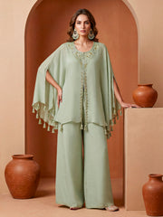Silk Embroidered Tunic with Palazzos