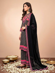 Women Ethnic Motifs Printed Regular Thread Work Silk Crepe Kurta with Palazzos & With Dupatta