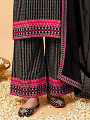 Women Printed Regular Thread Work Silk Crepe Kurta with Palazzos & With Dupatta