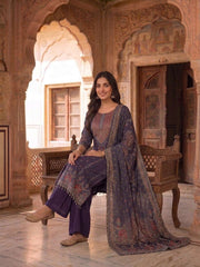 Women Ethnic Motifs Printed Regular Pure Silk Kurta with Palazzos & With Dupatta