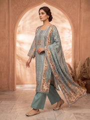 Women Ethnic Motifs Printed Regular Silk Crepe Kurta with Trousers & With Dupatta