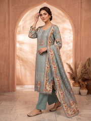Women Ethnic Motifs Printed Regular Silk Crepe Kurta with Trousers & With Dupatta