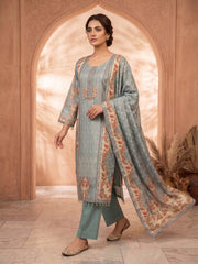 Women Ethnic Motifs Printed Regular Silk Crepe Kurta with Trousers & With Dupatta