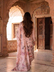 Women Floral Printed Regular Thread Work Silk Crepe Kurta with Trousers & With Dupatta