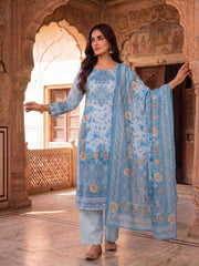Women Floral Printed Regular Silk Crepe Kurta with Trousers & With Dupatta