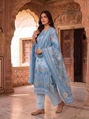 Women Floral Printed Regular Silk Crepe Kurta with Trousers & With Dupatta