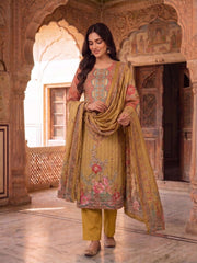 Women Floral Printed Regular Mirror Work Kurta with Trousers & With Dupatta