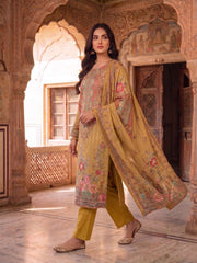 Women Floral Printed Regular Mirror Work Kurta with Trousers & With Dupatta