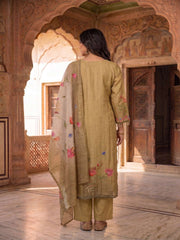 Women Floral Embroidered Regular Thread Work Kurta with Trousers & With Dupatta