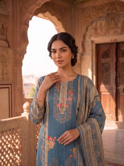 Women Ethnic Motifs Printed Regular Linen Kurta with Trousers & With Dupatta
