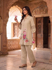 Floral Chanderi Embroidered Tunic with Trousers
