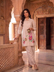 Floral Chanderi Embroidered Tunic with Trousers