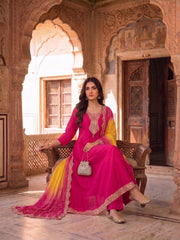 Ethnic Motifs Embroidered Thread Work Kurta with Palazzos & With Dupatta