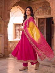 Ethnic Motifs Embroidered Thread Work Kurta with Palazzos & With Dupatta