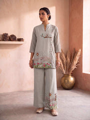 Women Floral Embroidered Chikankari Tunic with Palazzo