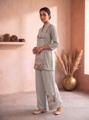 Women Floral Embroidered Chikankari Tunic with Palazzo