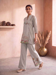 Women Floral Embroidered Chikankari Tunic with Palazzo