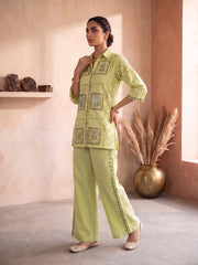 Floral Embroidered Shirt with Palazzos