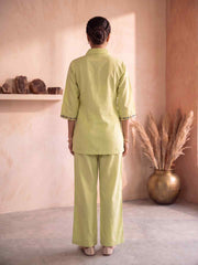 Floral Embroidered Shirt with Palazzos