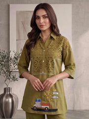 Embroidered Shirt with Trousers