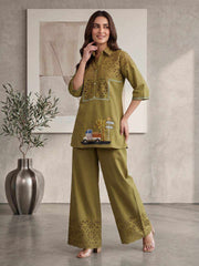 Embroidered Shirt with Trousers