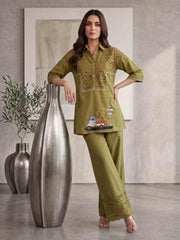 Embroidered Shirt with Trousers