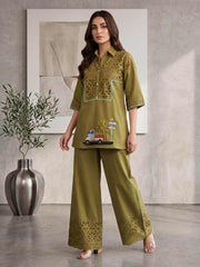 Embroidered Shirt with Trousers