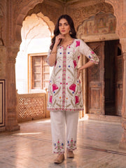 Floral Embroidered Tunic with Trousers