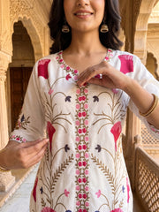 Floral Embroidered Tunic with Trousers