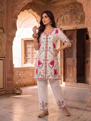 Floral Embroidered Tunic with Trousers