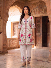 Floral Embroidered Tunic with Trousers