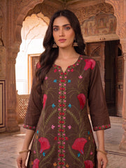 Floral Embroidered Tunic with Trousers
