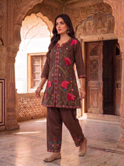 Floral Embroidered Tunic with Trousers