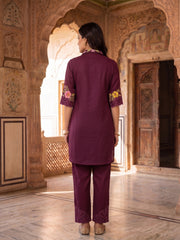 Romantic Florals Embroidered Shirt with Trousers