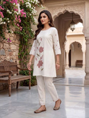 Floral Embroidered Tunic with Trousers