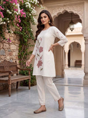Floral Embroidered Tunic with Trousers