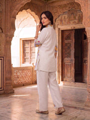Romantic Florals Embroidered Shirt with Palazzos