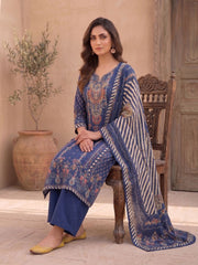 Women Ethnic Motifs Printed Regular Chanderi Cotton Kurta with Palazzos & With Dupatta